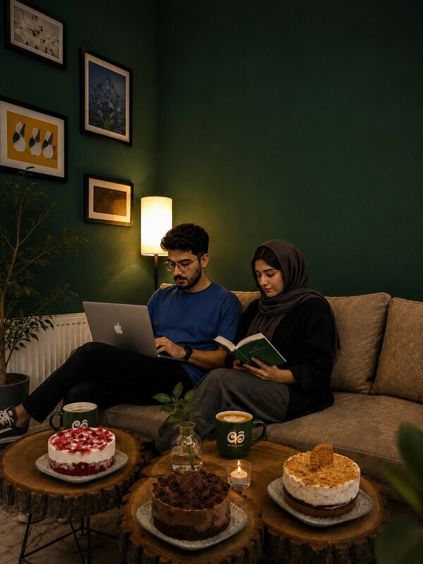 فضای دنج مطالعه و کار در مه کافه